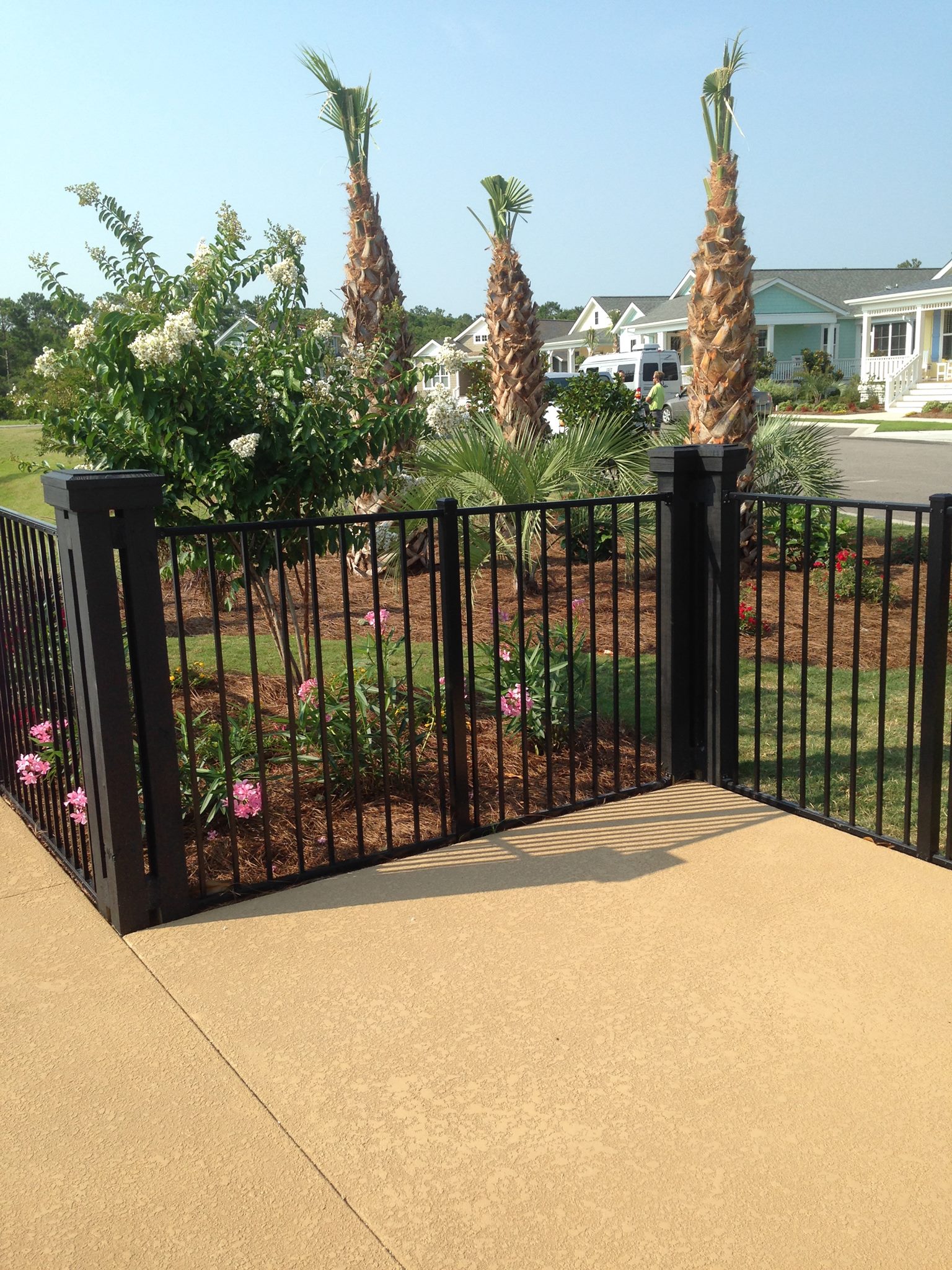 black ornamental fencing around garden